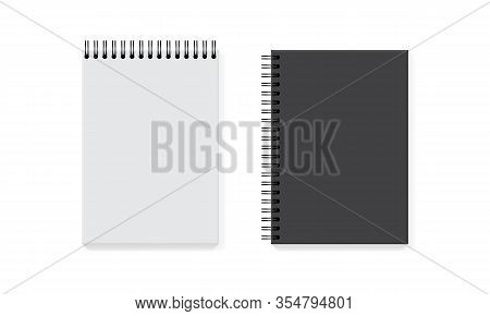 White And Black Notebook Isolated On White Background Mock Up Vector