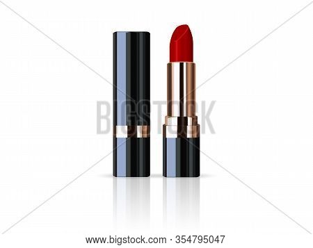 Red Lipstick On White Mock Up Vector