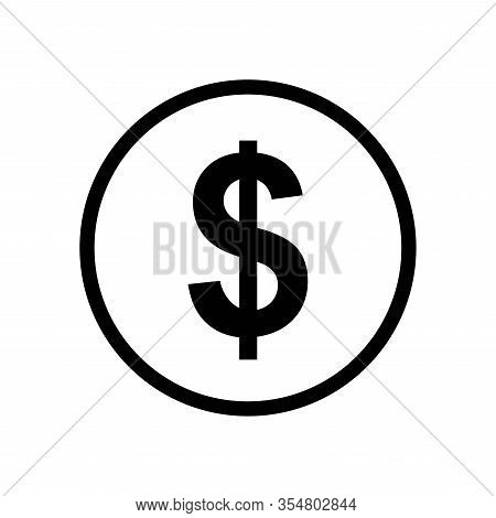 Dollar Coin Monochrome Black And White Icon. Current Currency Symbol.