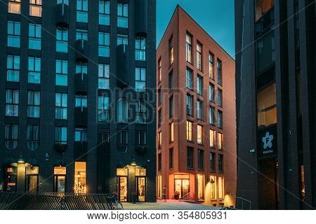 Tallinn, Estonia - December 5, 2016: View Of Historical Rotermann City In Evening Illuminations. Rot