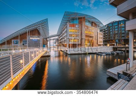 Oslo, Norway - June 23, 2019: Astrup Fearnley Museum Of Modern Art, Residential Multi-storey Houses 