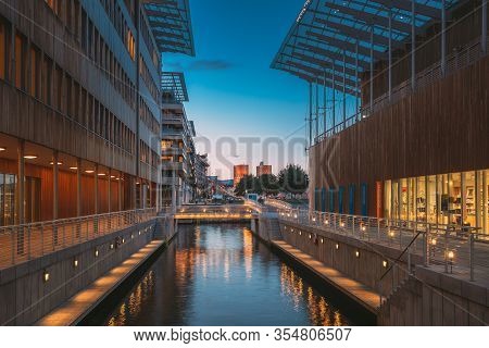 Oslo, Norway - June 23, 2019: Astrup Fearnley Museum Of Modern Art, Residential Multi-storey Houses 