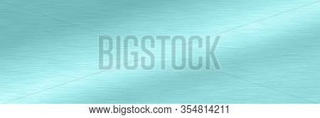 Wide Shiny Smooth Line Metal Blue Color Background Bright Vintage Brass Plate Chrome Panorama Textur