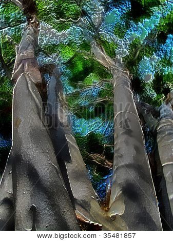3D White vyštěkl stromu