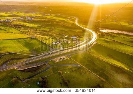 The New N56 Road And Viewpoint Between Glenties And Lettermacaward At The Gweebarray Bay N County Do