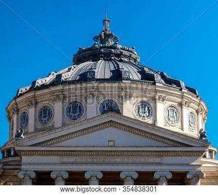 Bucharest/romania - 02.05.2020: View Of The Romanian Athenaeum( Ateneul Roman) A Prestigious Concert