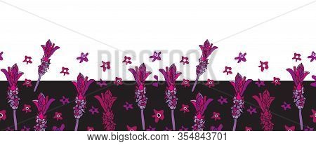 French Lavender Border-love In Parise Seamless Repeat Pattern Background. Abstract Pattern Illustrat