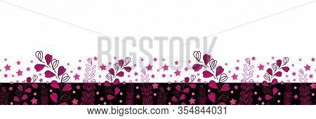 Lavender Nights Border-love In Parise. Abstract Modern Lavender Flowers Seamless Repeat Pattern Bord