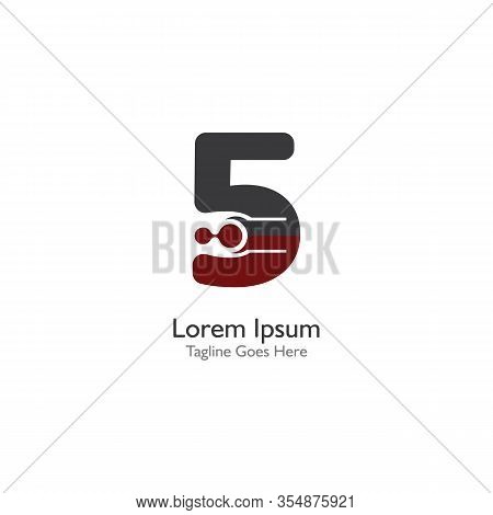 Number 5 With Antom Creative Logo Or Symbol Template Design