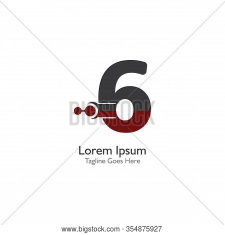 Number 6 With Antom Creative Logo Or Symbol Template Design