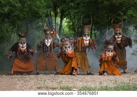 Phi Ta Khon Festival Ghost Mask And Colorful Costume Fun Traditional Thailand Mask The Show Art And 