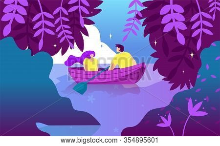 Night Boat Ride And Declaration Love Cartoon. Restoring Relationships For Couples. Quiet Beautiful P