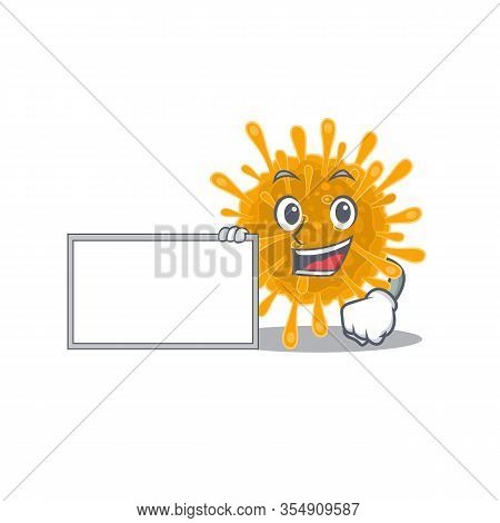 Coronaviruses With Board Cartoon Mascot Design Style