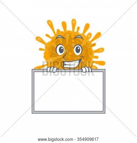 Smiley Coronaviruses Cartoon Character Style Bring Board