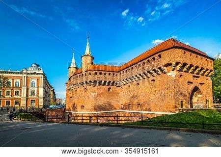 The Krakow Barbican, A Fortified Outpost Of The City Walls. The Historic Center Of Krakow Town, Pola