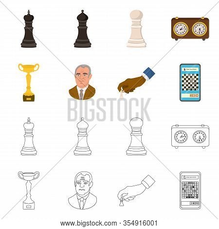 Vector Design Of Checkmate And Thin Sign. Set Of Checkmate And Target Stock Vector Illustration.