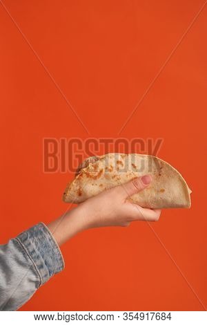 National Food Concept. Mexican National Food Tacos Or Tatar National Food - Kystyby In Hand On An Or