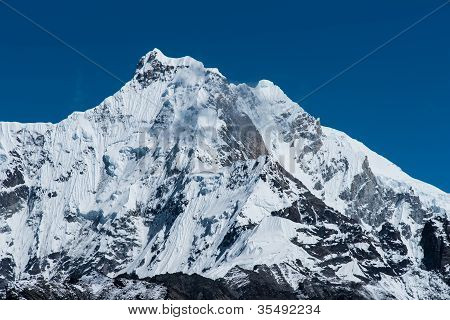 Snowbound Mountain Peaks In Himalayas