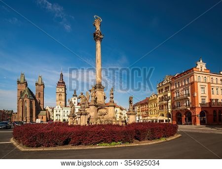 Picturesque View On Great Square Of Hradec Kralove, Czech Republic