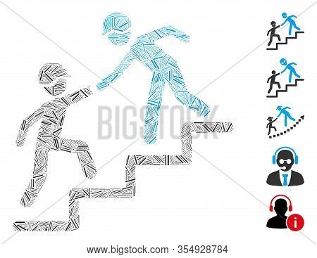Line Mosaic Based On Builder Business Help Icon. Mosaic Vector Builder Business Help Is Created With