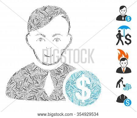 Line Collage Based On Commercial Loyer Icon. Mosaic Vector Commercial Loyer Is Created With Random L