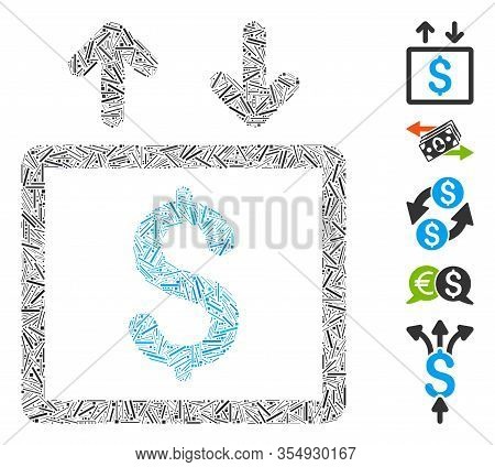 Hatch Mosaic Based On Money Elevator Icon. Mosaic Vector Money Elevator Is Formed With Random Hatch 