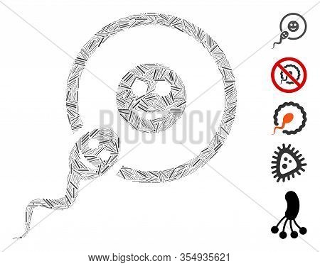 Dash Mosaic Based On Happy Sperm Insemination Icon. Mosaic Vector Happy Sperm Insemination Is Create