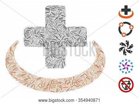Line Collage Based On Medical Community Icon. Mosaic Vector Medical Community Is Created With Scatte