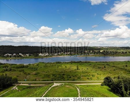 Nemunas And Nevezis Rivers Confluence In Lithuania. Aerial View