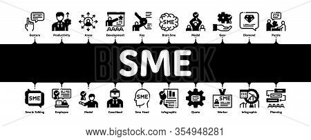 Sme Business Company Minimal Infographic Web Banner Vector. Sme Small And Medium Enterprise, Communi