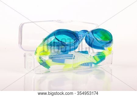 Swimming Goggles Isolated On The Bright Background
