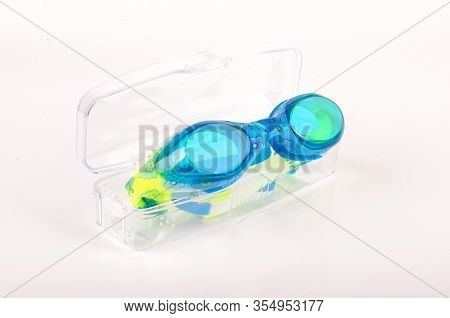 Swimming Goggles Isolated On The Bright Background