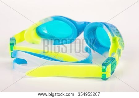Swimming Goggles Isolated On The Bright Background