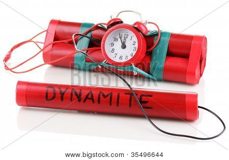 Timebomb изготовлены из динамита, изолированные на белом