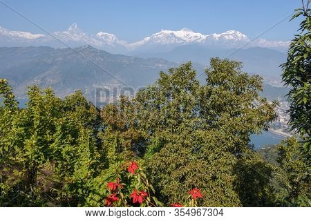View At The Himalayan Range Over Pokhara On Nepal