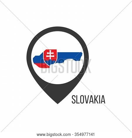 Map Pointers With Contry Slovakia. Slovakia Flag. Stock Vector Illustration Isolated On White Backgr