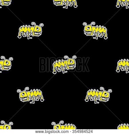 Ant Sketchy Children Style Motif Seamless Pattern
