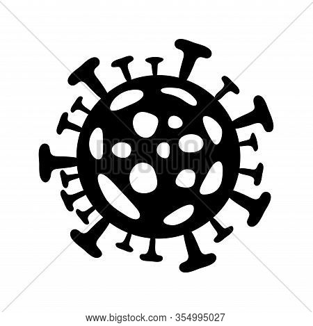 Coronavirus Icon. Vector Logo 2019-ncov, Flat Black Pandemic Virus