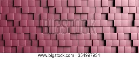 Red Cubes Square Shape Pattern Background Texture. 3D Illustration
