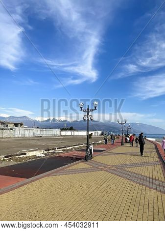 Sochi, Russia - February 25, 2022: Imeretinskaya Embankment In Sochi. High Quality Photo