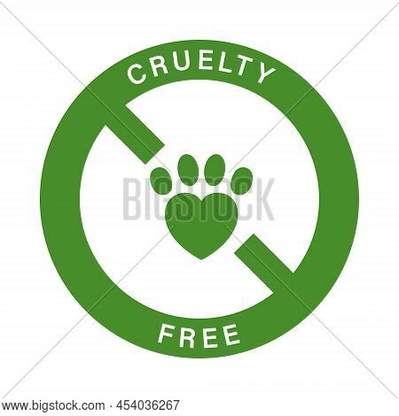 Paw Footprint In Heart Animal Love Pictogram. Cruelty Free, No Tested On Animals Pet Imprint Silhoue