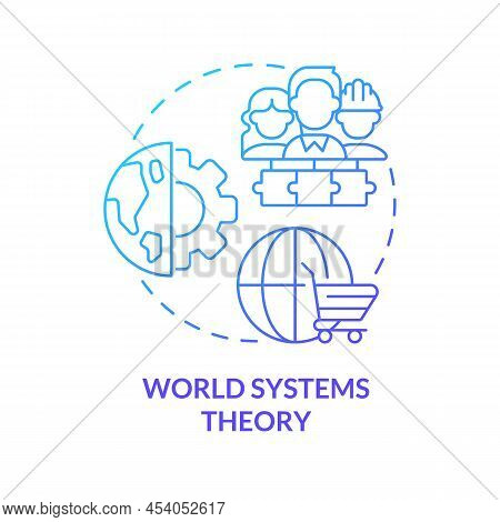 World Systems Theory Blue Gradient Concept Icon. Worldwide Interdependent Economics. Commercial Inte