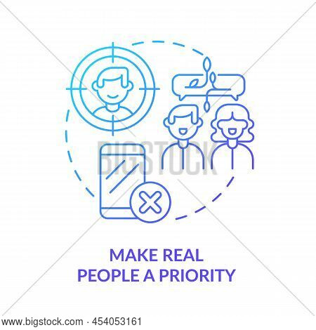 Make Real People Priority Blue Gradient Concept Icon. Internet Communication. Netiquette Rule Abstra