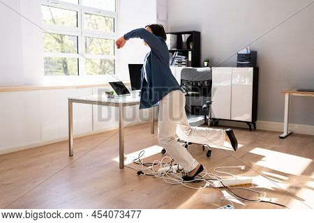Stumble And Fall Over Wire In Office