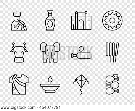 Set Line Indian Man Dress, Tandoori Chicken, Gate In Delhi, Aroma Lamp, Plays Flute, Elephant, Kite 