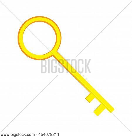 Golden Key In Beautiful Style. Old Design. Real Estate Concept. Vector Illustration. Stock Image.