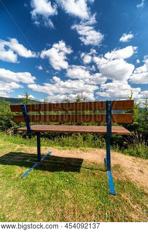 Oscadnica, Slovakia - July 29, 2021: Big Xxl Bench In Resort Velka Raca