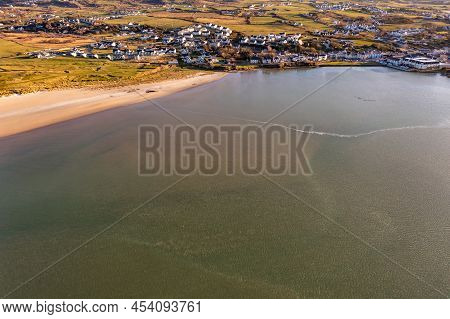 Aerial Of The Beautiful Blue Flag Beach, Killahoey Strand Near Dunfanaghy, Donegal, Ireland