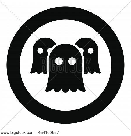 Spirits Ghosts Icon In Circle Round Black Color Vector Illustration Image Solid Outline Style Simple