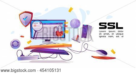 Ssl, Secure Certificate Of Website Banner. Concept Of Safety Internet Technology, Data Encryption Pr